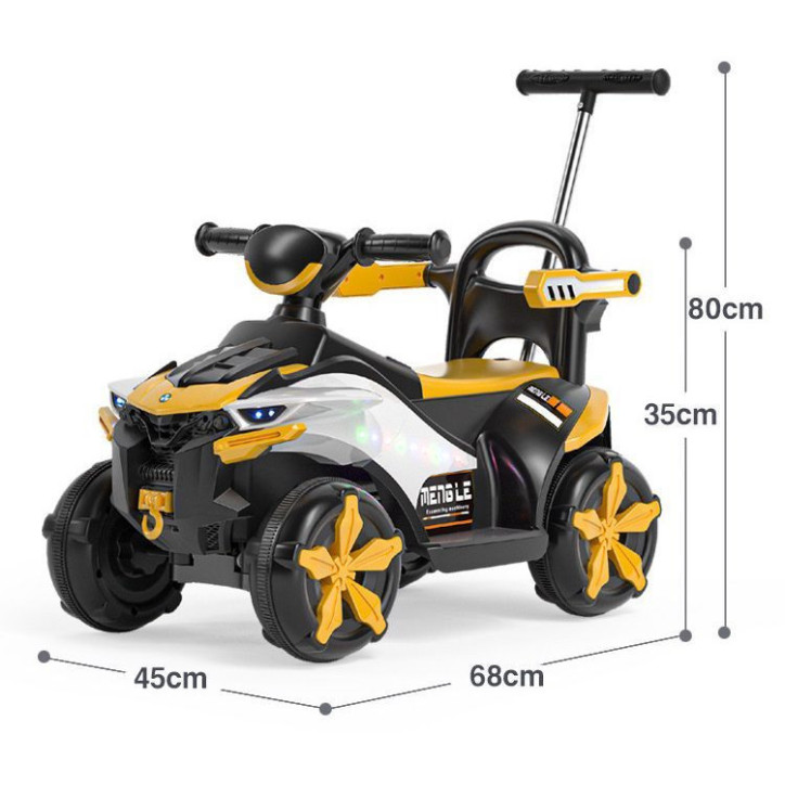 ATV Electric 2in1 Cu Maner De Impins Si Telecomanda, Albastru, Muzica, Lumini - 100TV