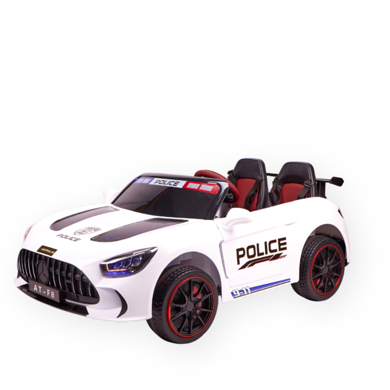 Masinuta Electrica de Politie Pentru Copii, 4x4, 12V, 2 Locuri, Alb | BabyRoll.ro