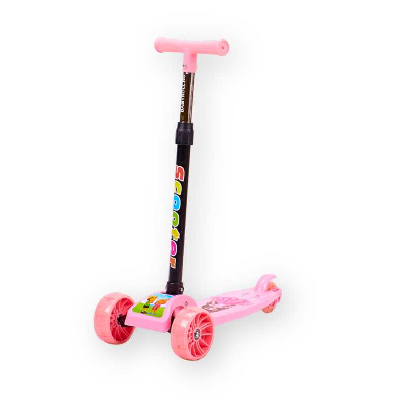 Trotineta Cu Trei Roti Pentru Copii, Cu Lumini LED, 3 ani+, Roz - 602W