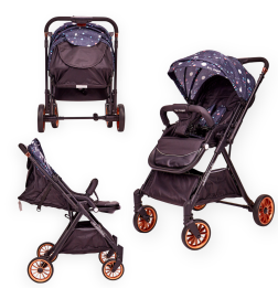 Carucior Copii Sport, Maner Reversibil, 0-36 luni, Negru , EST7 | BabyRoll.ro