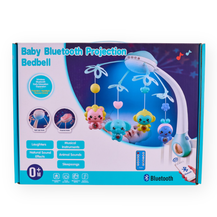 Carusel Muzical Pentru Bebelusi, Proiector Led, Telecomanda, Jucarii Suspendate, Bleo - ETT15