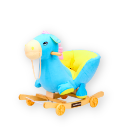 Balansoar Cu Spatar Pentru Copii, Albastru, Calut, 2In1, Muzica, +12 Luni - 8131A