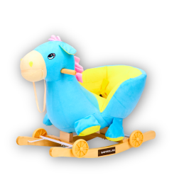 Balansoar Cu Spatar Pentru Copii, Albastru, Calut, 2In1, Muzica, +12 Luni - 8131A