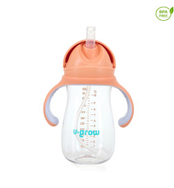 Cana Cu Pai Tritan Pentru Copii U-Grow, 6+ Luni, BPA Free, Portocaliu - 8950G | BabyRoll.ro