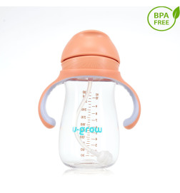 Cana Cu Pai Tritan Pentru Copii U-Grow, 6+ Luni, BPA Free, Portocaliu - 8950G | BabyRoll.ro