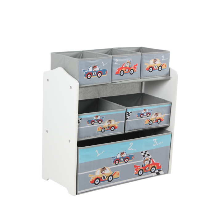 Dulap Depozitare Jucarii Pentru Copii U-Grow, 6 Rafturi, Design Cu Masini De Curse, Gri - 02CAR Dulap Depozitare Jucarii Pentru Copii U-Grow, 6 Rafturi, Design Cu Masini De Curse, Gri - 02CAR
