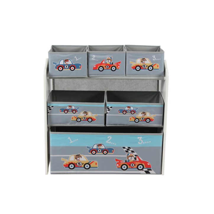 Dulap Depozitare Jucarii Pentru Copii U-Grow, 6 Rafturi, Design Cu Masini De Curse, Gri - 02CAR Dulap Depozitare Jucarii Pentru Copii U-Grow, 6 Rafturi, Design Cu Masini De Curse, Gri - 02CAR