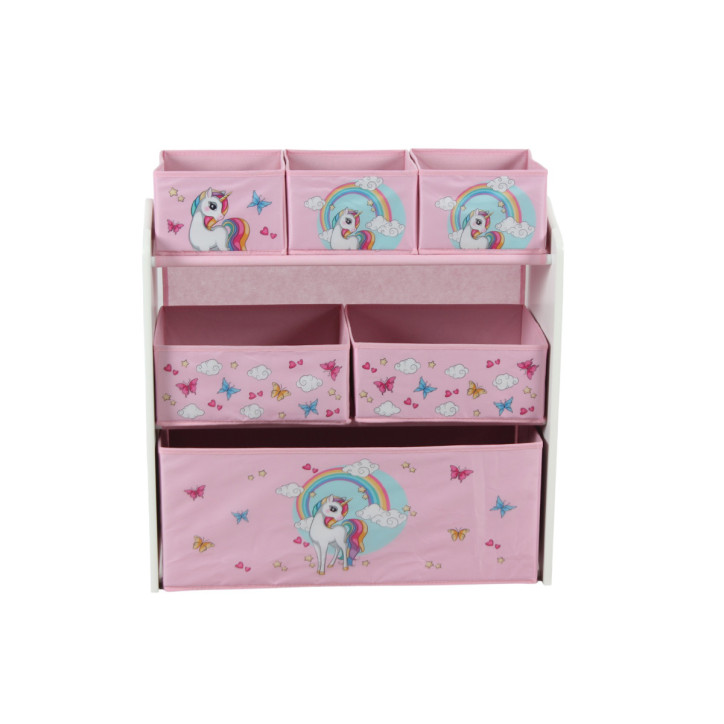 Dulap Depozitare Jucarii Pentru Copii U-Grow, 6 Rafturi, Design Cu Unicorni, Roz - 02UNC Dulap Depozitare Jucarii Pentru Copii U-Grow, 6 Rafturi, Design Cu Unicorni, Roz - 02UNC