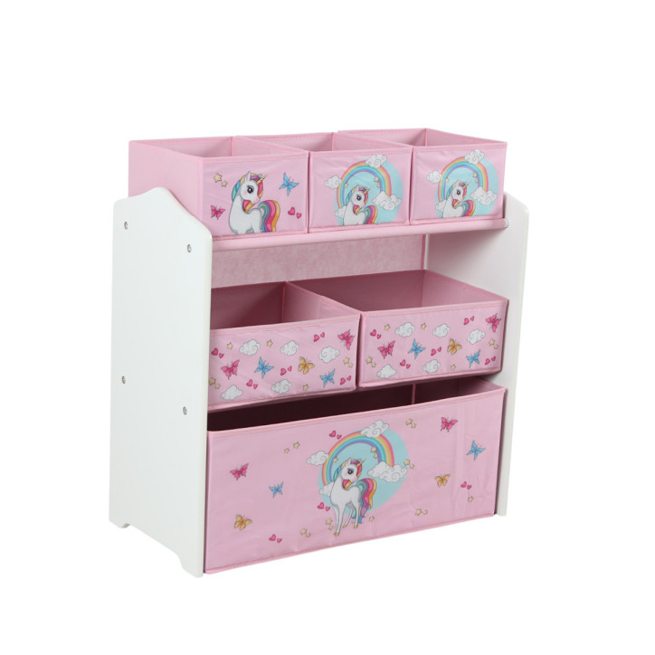 Dulap Depozitare Jucarii Pentru Copii U-Grow, 6 Rafturi, Design Cu Unicorni, Roz - 02UNC Dulap Depozitare Jucarii Pentru Copii U-Grow, 6 Rafturi, Design Cu Unicorni, Roz - 02UNC