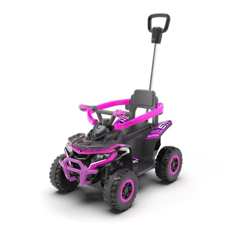 ATV Electric 2in1 Cu Maner De Impins Si Telecomanda, Roz, Muzica, Lumini - 916TV