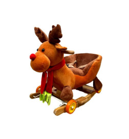 Balansoar Cu Spatar Pentru Copii, Maro, Ren, 2In1, Muzica, +12 Luni - RNA73