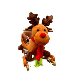 Balansoar Cu Spatar Pentru Copii, Maro, Ren, 2In1, Muzica, +12 Luni - RNA73