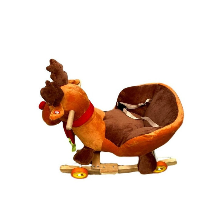 Balansoar Cu Spatar Pentru Copii, Maro, Ren, 2In1, Muzica, +12 Luni - RNA73