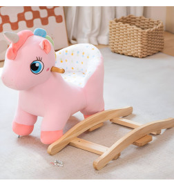 Balansoar Cu Spatar Pentru Copii, Roz, Unicorn, 2In1, Muzica, +12 Luni - URN25