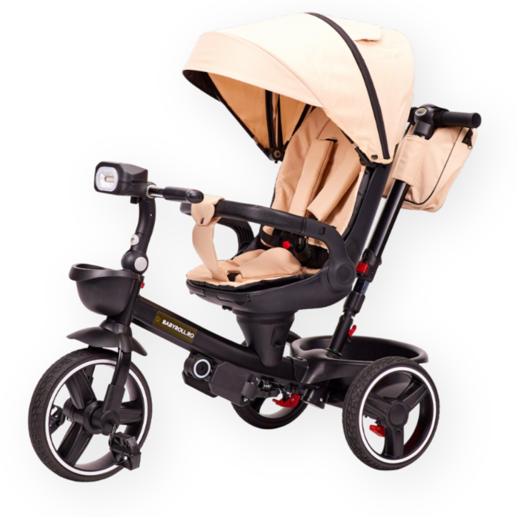 Tricicleta Copii, Cu Pozitie De Somn, Scaun Reversibil, Crem - LS46