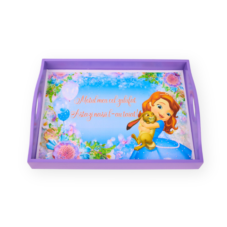 Set Tava Pentru Taierea Motului La Fete, 6 Piese, Lemn, Sofia Intai, Mov TVB-010 Set Tava Pentru Taierea Motului La Fete, 6 Piese, Lemn, Sofia Intai, Mov TVB-010