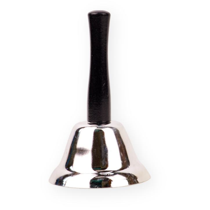 Clopotel De Craciun, Maner Din Lemn, Fier, Sunet Puternic, Argintiu - TAC17 Clopotel De Craciun, Maner Din Lemn, Fier, Sunet Puternic, Argintiu - TAC17