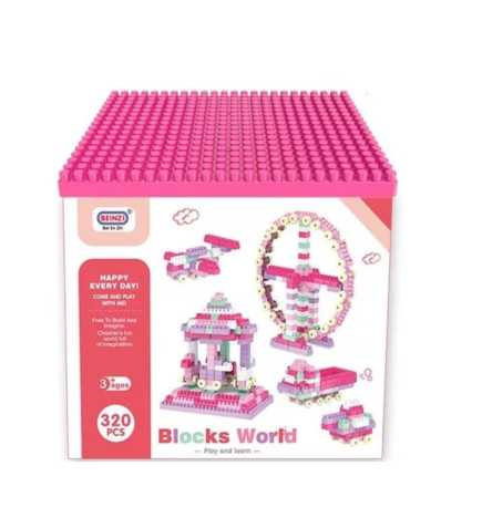 Set Cuburi De Construit, 320 Piese, 3+ Ani, Roz 6680-9