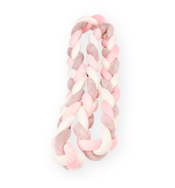 Protectie Impletita Pentru Patut Copii, Bumbac Catifelat, 3M, 0+ Luni, Roz - RAT4