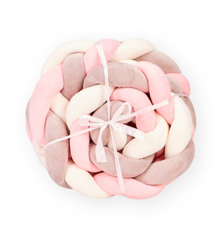 Protectie Impletita Pentru Patut Copii, Bumbac Catifelat, 3M, 0+ Luni, Roz - RAT4 | BabyRoll.ro