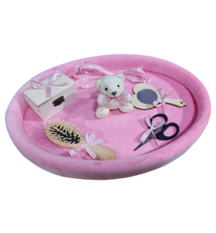 Set Tava Pentru Taierea Motului La Fete, 6 Piese, Catifea, Roz - TRCS8