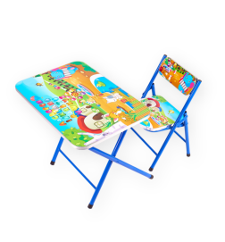 Masuta Pliabila Cu Scaunel Pentru Copii, 60X40X56 cm, Suprafata Lucioasa, Albastru - A011 | BabyRoll.ro